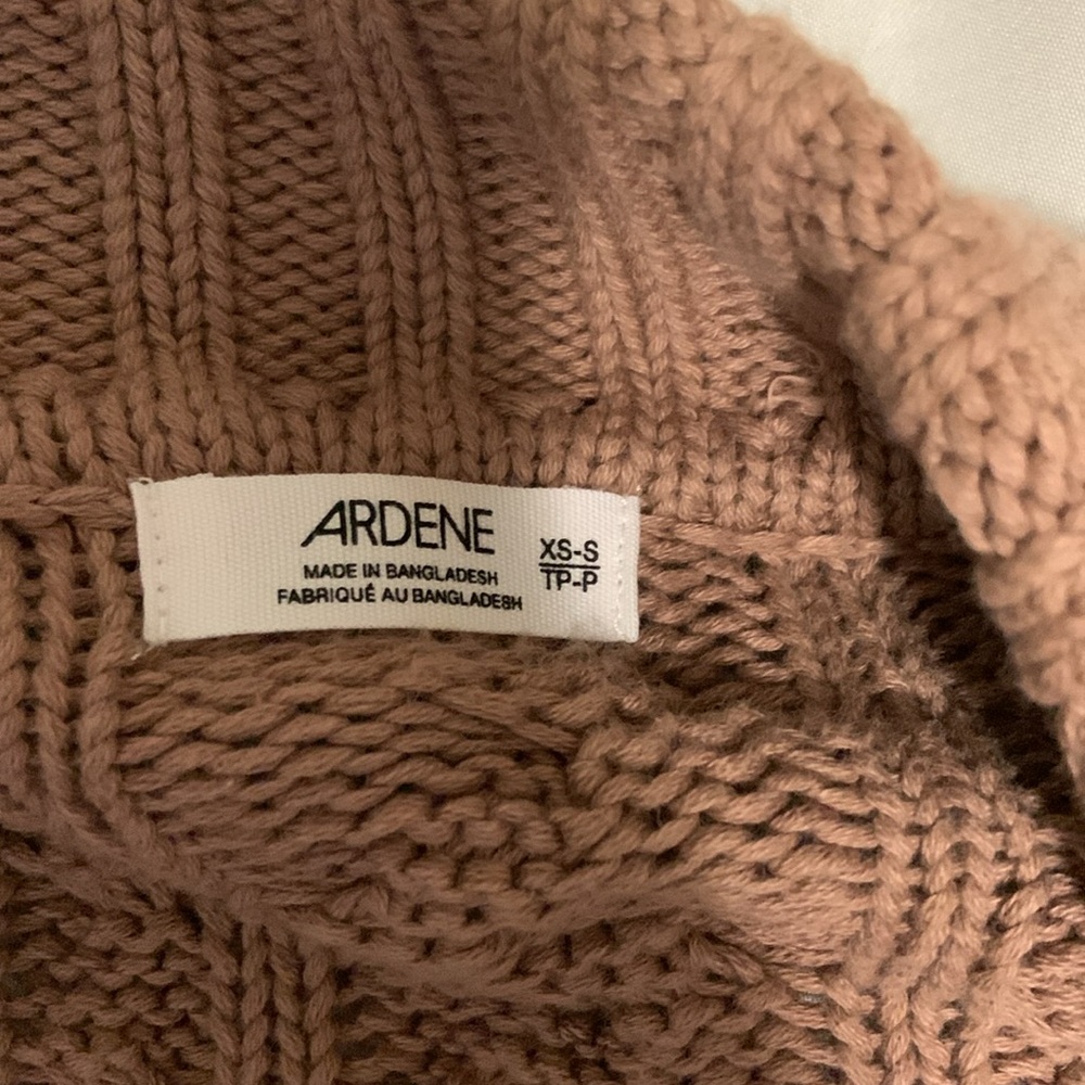 Ardene cable polo cardigan and ultra cropped cable tank top in  brown xs/s NWOT - Picture 7 of 8